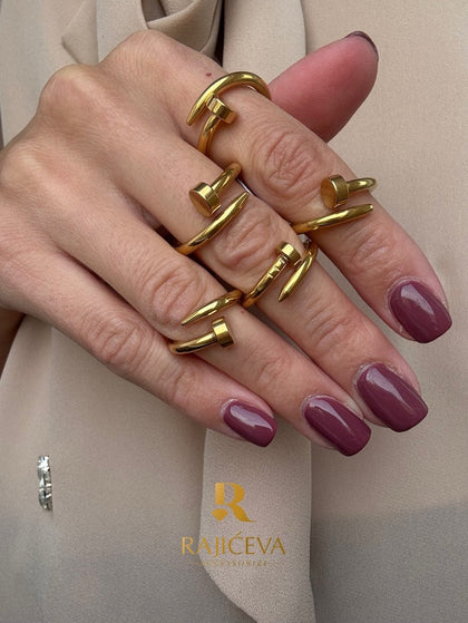 Ženski zlatni prstenovi od hirurškog nerđajućeg čelika – moderni Rajićeva modeli