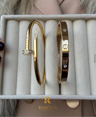 Ekser i Love set narukvica od hirurškog nerđajućeg čelika u zlatnoj boji – Rajićeva nakit