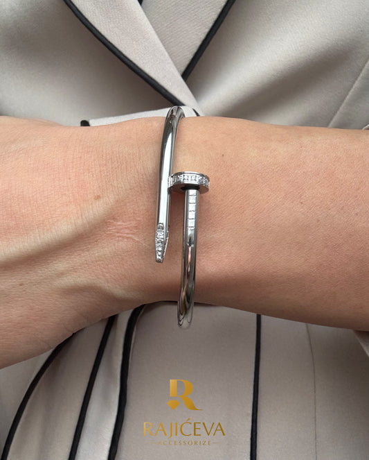 Srebrna Ekser narukvica sa cirkonima od hirurškog nerđajućegčelika – ženski model