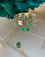Sefora zeleni detelina nakit ogrlica narukvica minđuše Love set