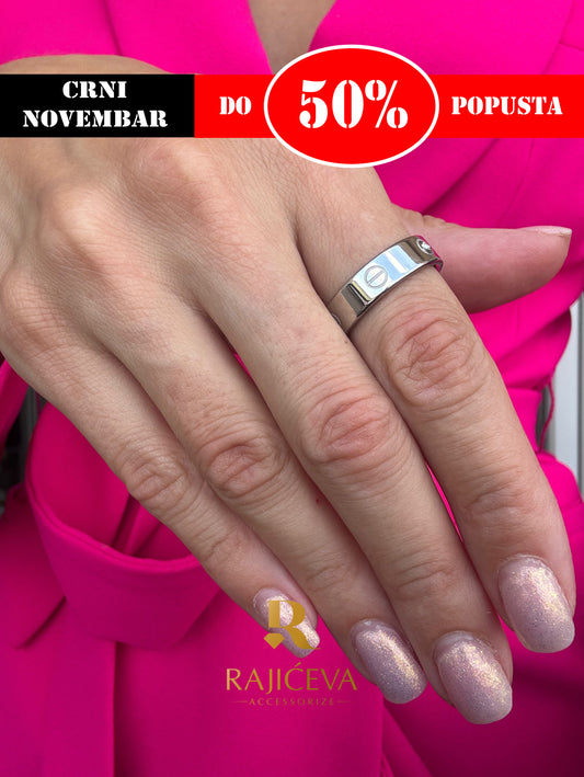 Love prsten u boji srebra od hirurškog nerđajućeg čelika – Rajićeva Nakit
