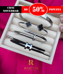Ekser, Love, Lora i Sefora sa dve crne deteline  narukvice u boji srebra