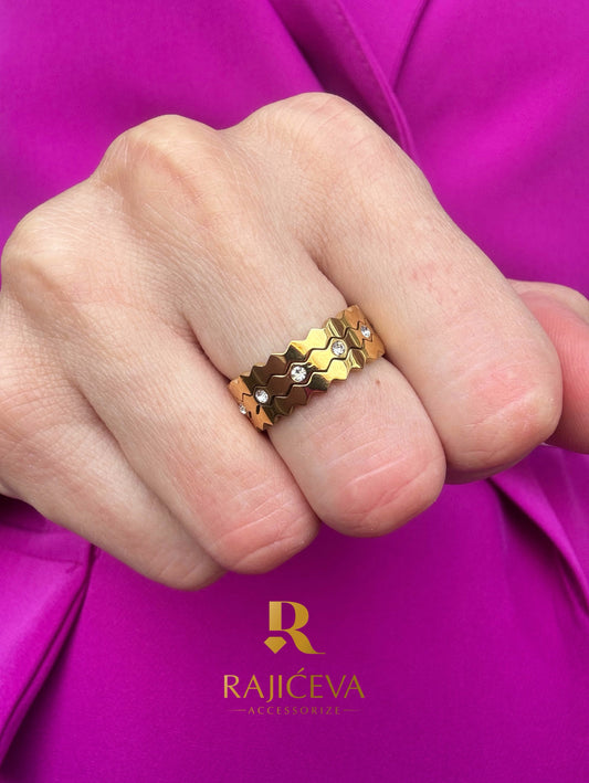 Tri zlatna prstena 3u1 model Lara – hirurški nerđajući čelik