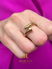 Zlatni ekser prsten od hirurškog nerđajućeg čelika – moderan ženski prsten