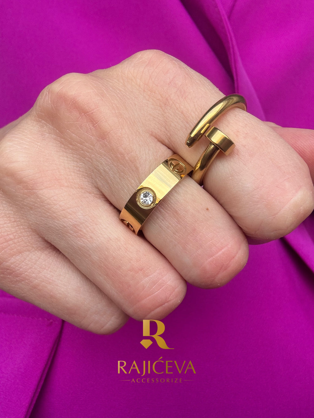 Ekser prsten zlatne boje od nerđajućeg čelika