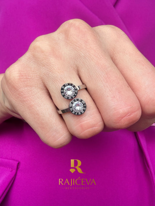 Rea prsten sa cirkonima od hirurškog nerđajućeg čelika u boji