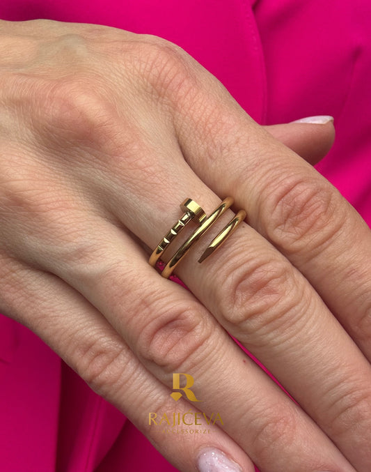 Ekser prsten u boji zlata od hirurškog nerđajućeg čelika – Rajićeva Nakit
