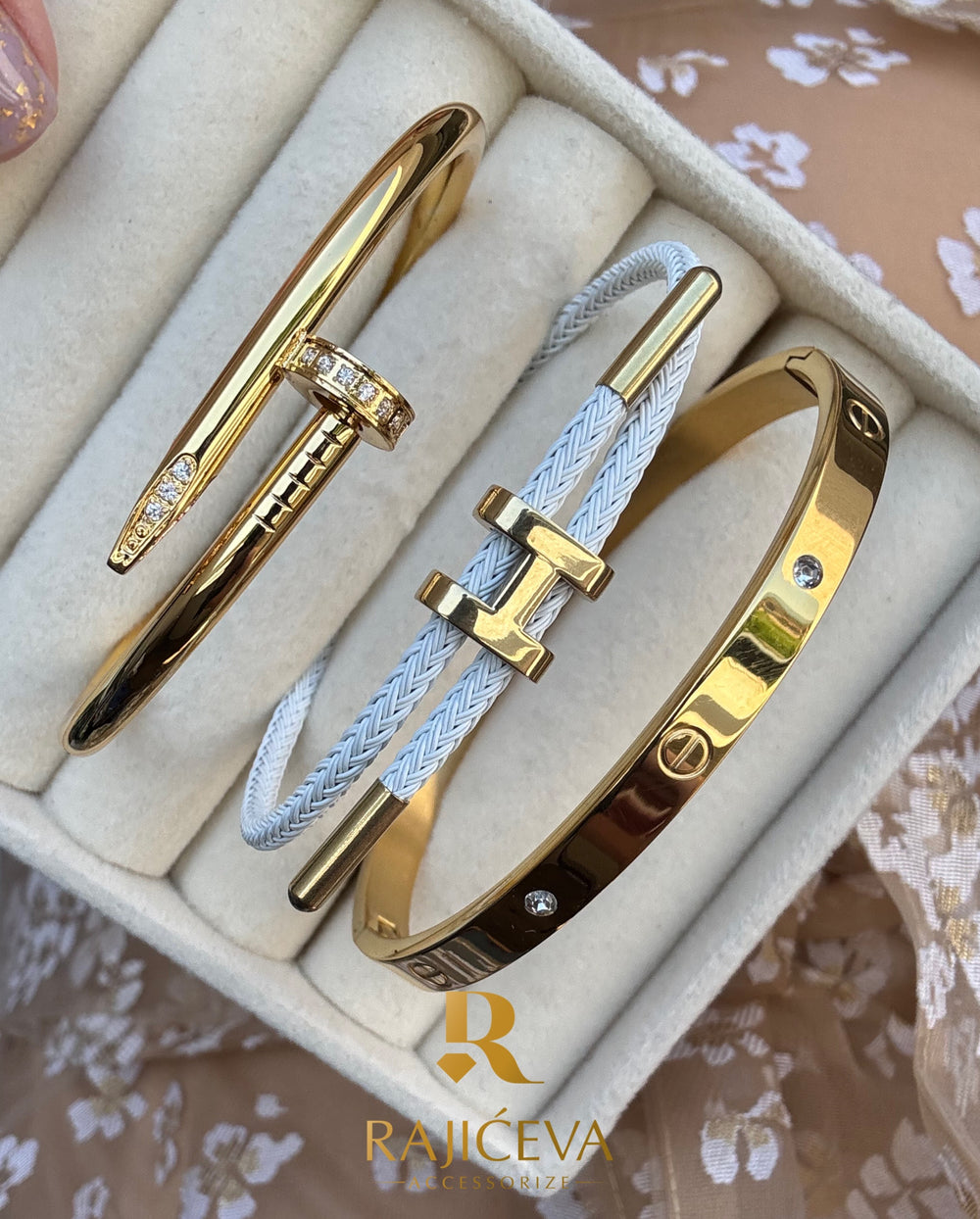 set belih narukvica ekser love lora od hirurskog celika