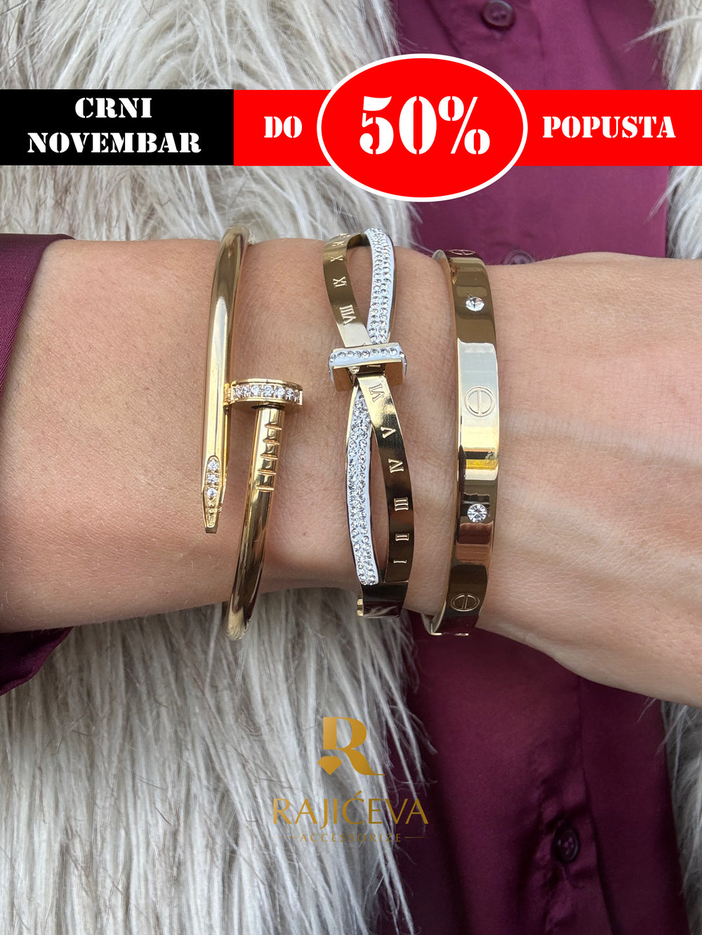 set narukvica rea love ekser hirurski celik

